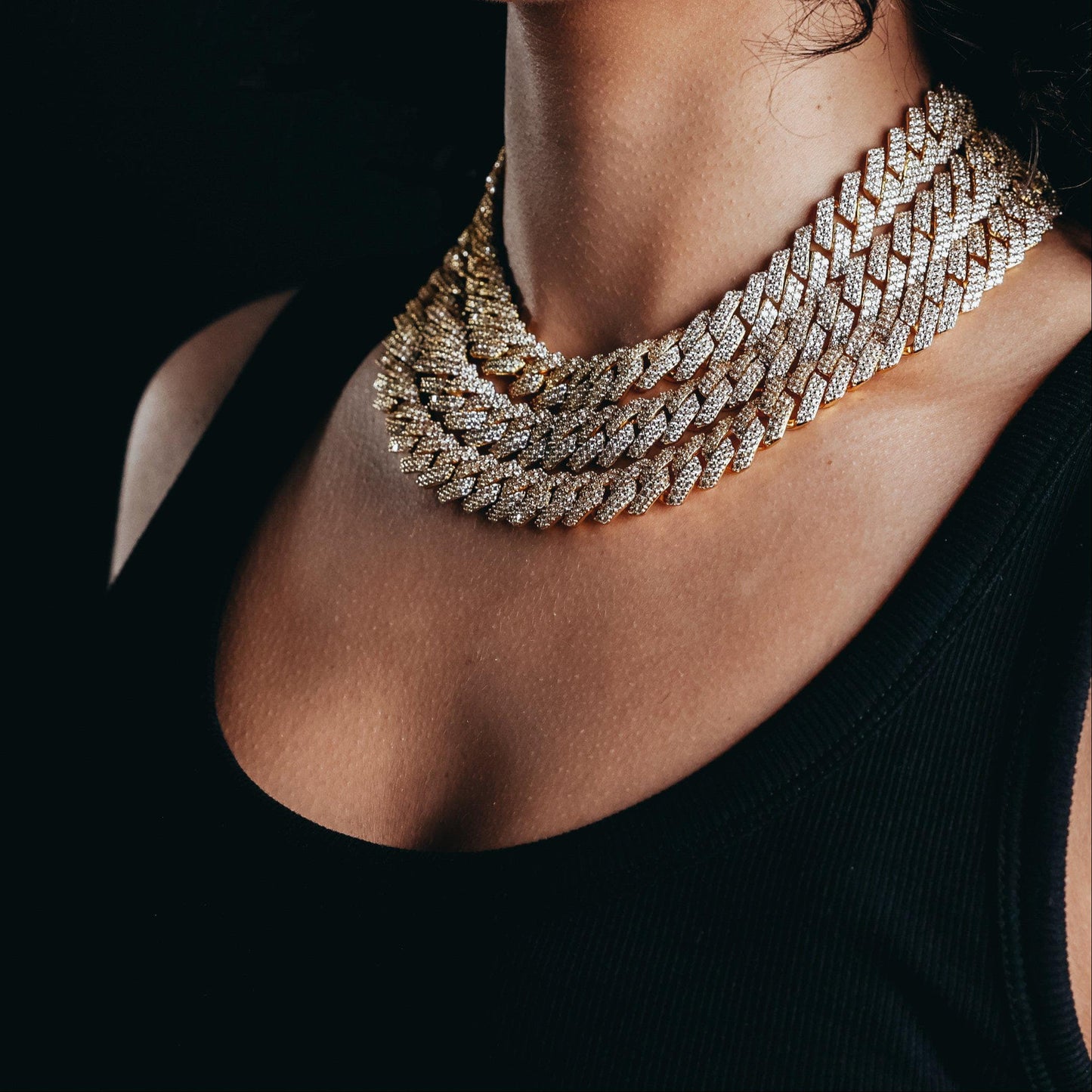 Chaîne cubaine plaquée or à maillons en S de qualité supérieure de 14 mm