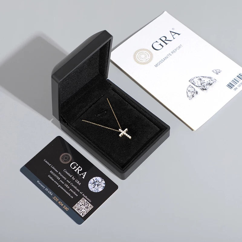 Silver Moissanite Ladies Cross Necklace