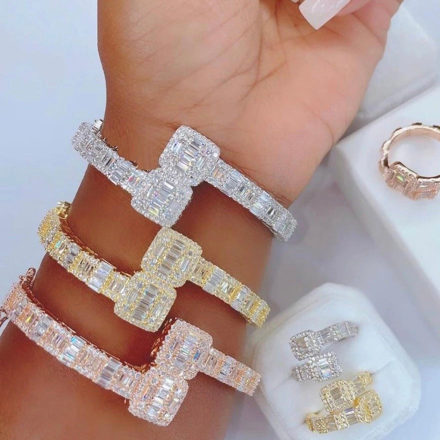 Two Sparkling Squares Bracelet