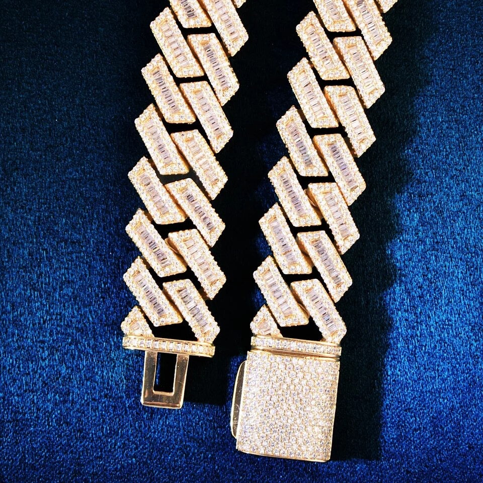 19mm Gold Plated S-Schakel baguette Cuban Ketting