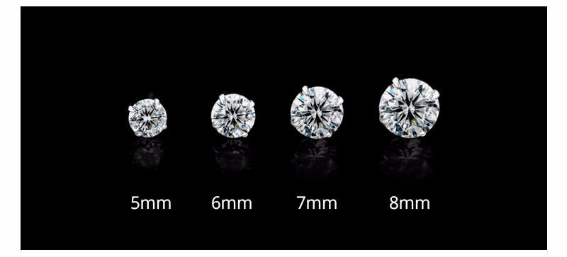 Clous d'oreilles en argent avec diamants simulés