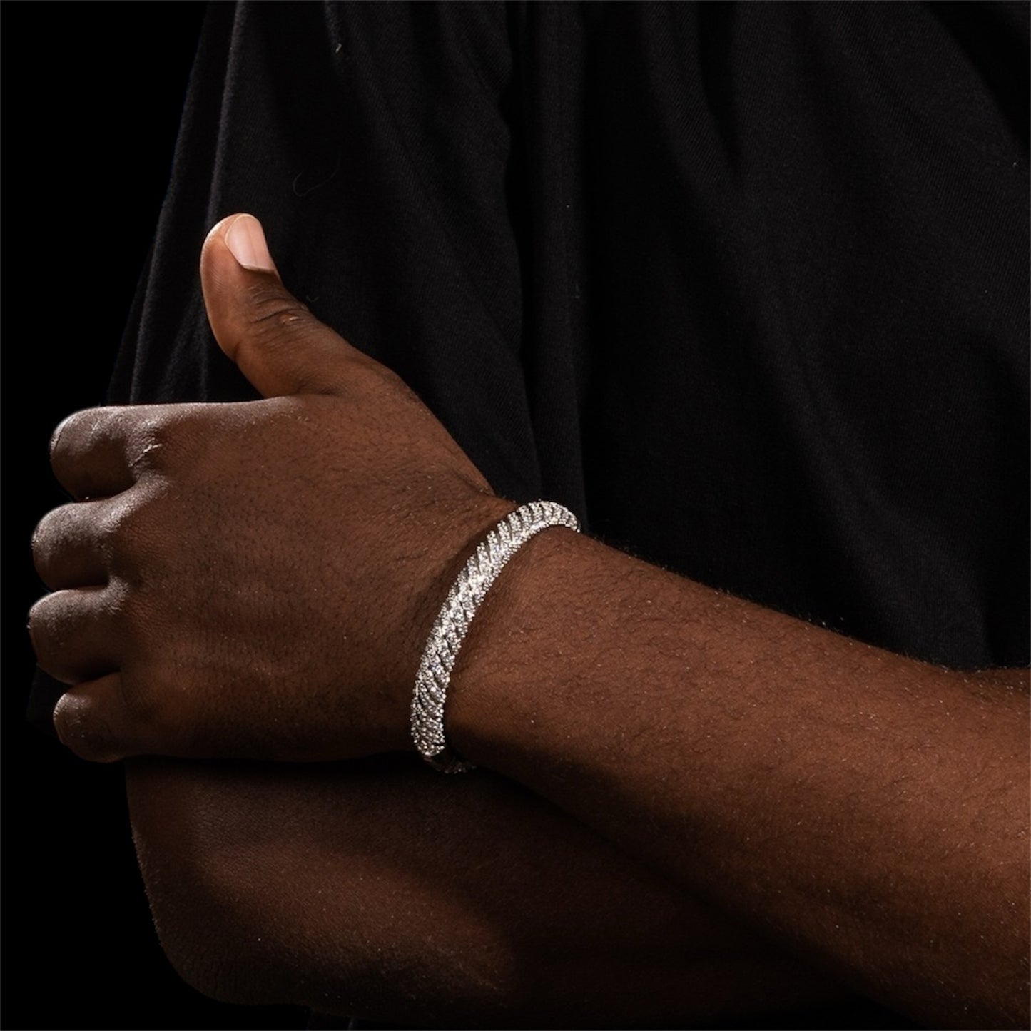 Prestige Iced Fluted Bangle Bracelet