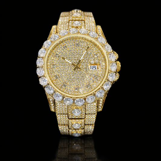 Prestige Date 42mm – Fully Iced Gold-Plated Watch