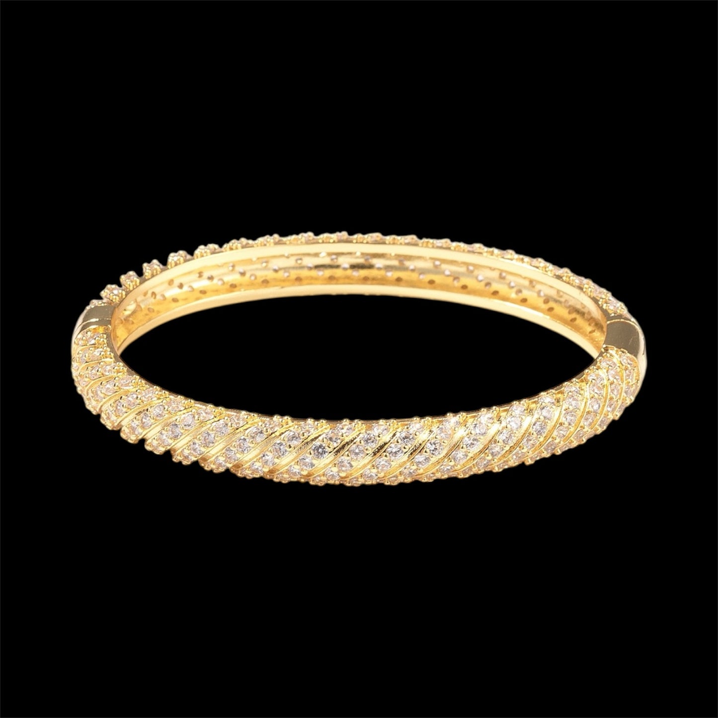 Prestige Iced Fluted Bangle Bracelet - Gold Plated