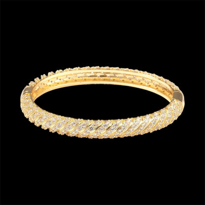 Prestige Iced Fluted Bangle Bracelet - Gold Plated