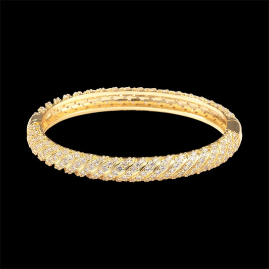 Prestige Iced Fluted Bangle Bracelet - Gold Plated