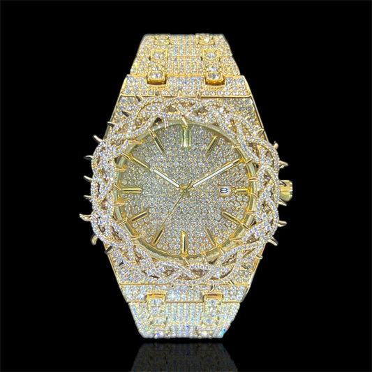 Royal Thorne 44mm – Fully Iced Gold-Plated