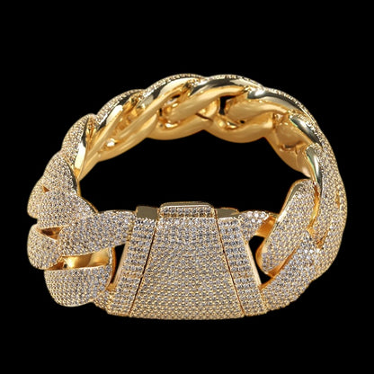 24mm Gold Plated King Size Iced Cuban Bracelet