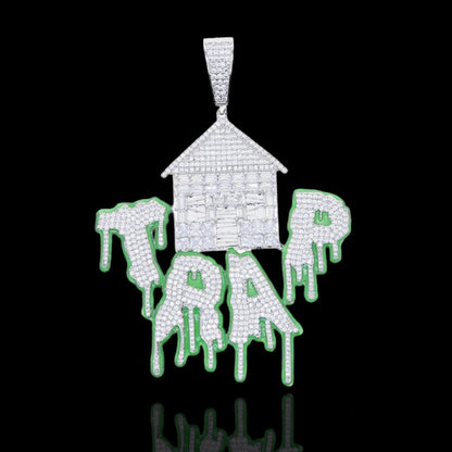 Trap House Pendant with Green Enamel Paint