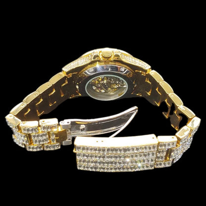 Gold Plated Baguette Diamanten Automatische Rollie Horloge
