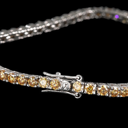Bracelet Tennis Diamant Moissanite Champagne 3mm