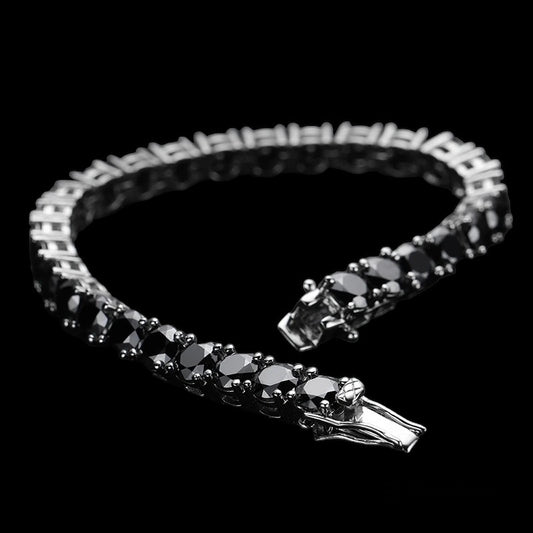 Bracelet diamant moissanite noire 5 mm