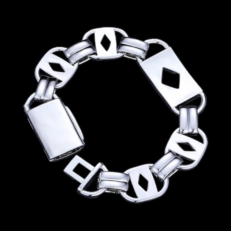 Silver Moissanite Diamond King Chain Bracelet