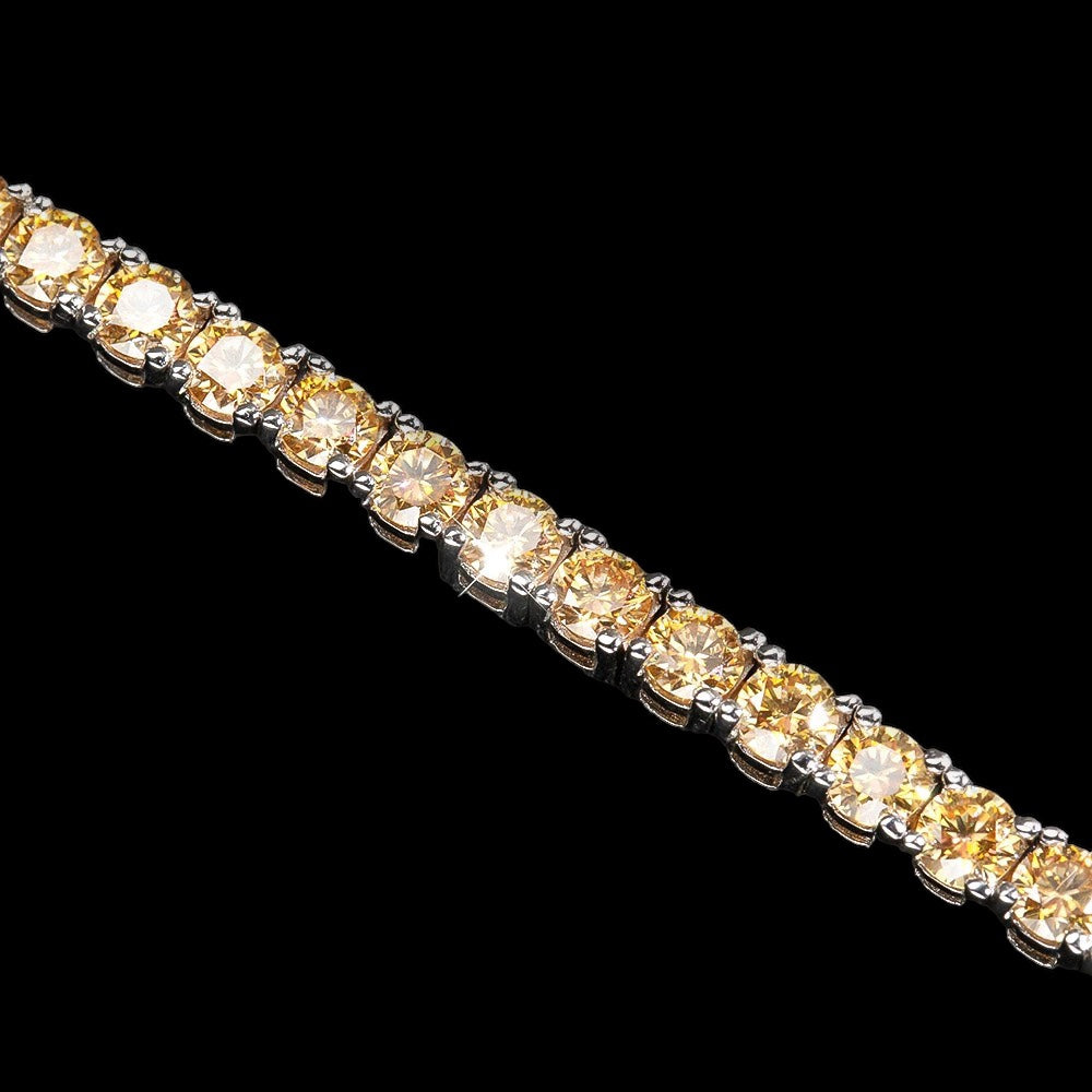 Bracelet Tennis Diamant Moissanite Champagne 3mm