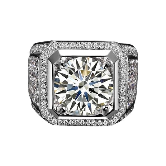 Square Silver Moissanite Diamond Ring