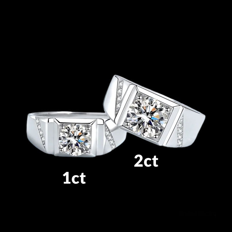 1ct Vierkante Zilveren Moissanite Diamanten Ring
