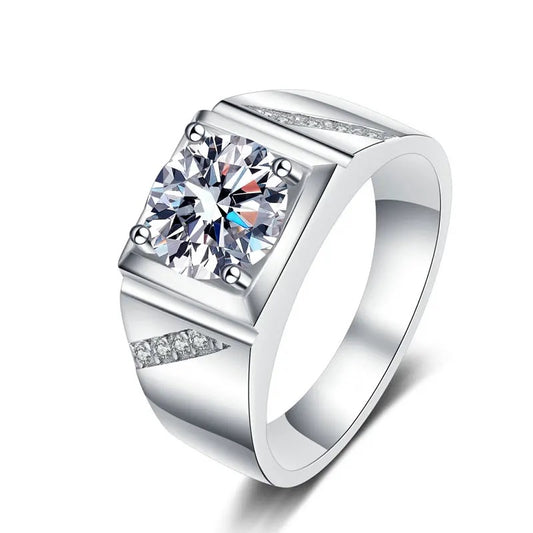 1ct Square Silver Moissanite Diamond Ring