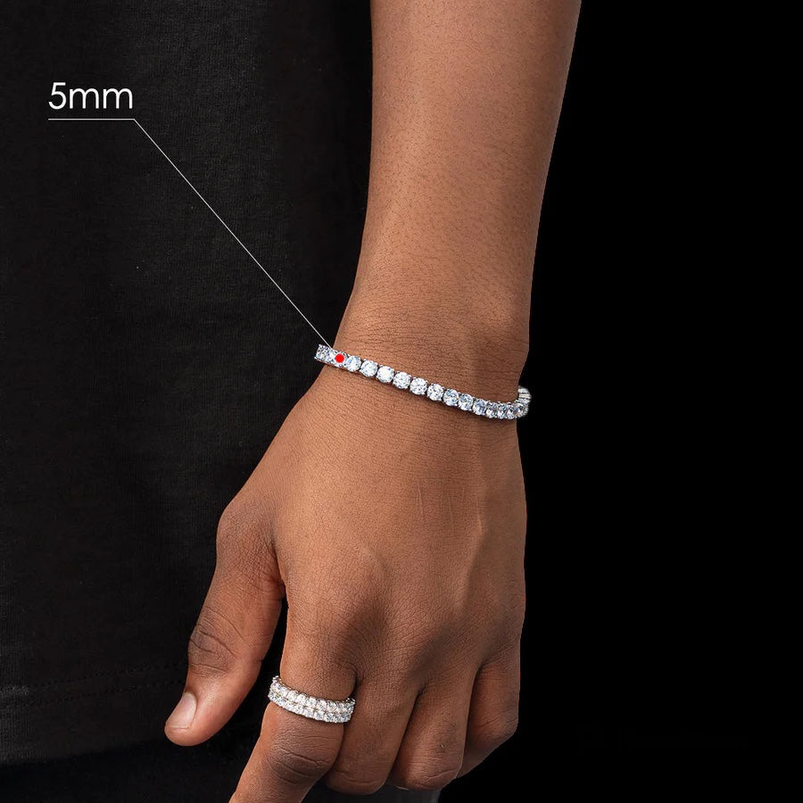 5mm Silver Moissanite Diamond Tennis Bracelet