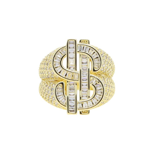 Gold Plated Iced Out Dollar Ring