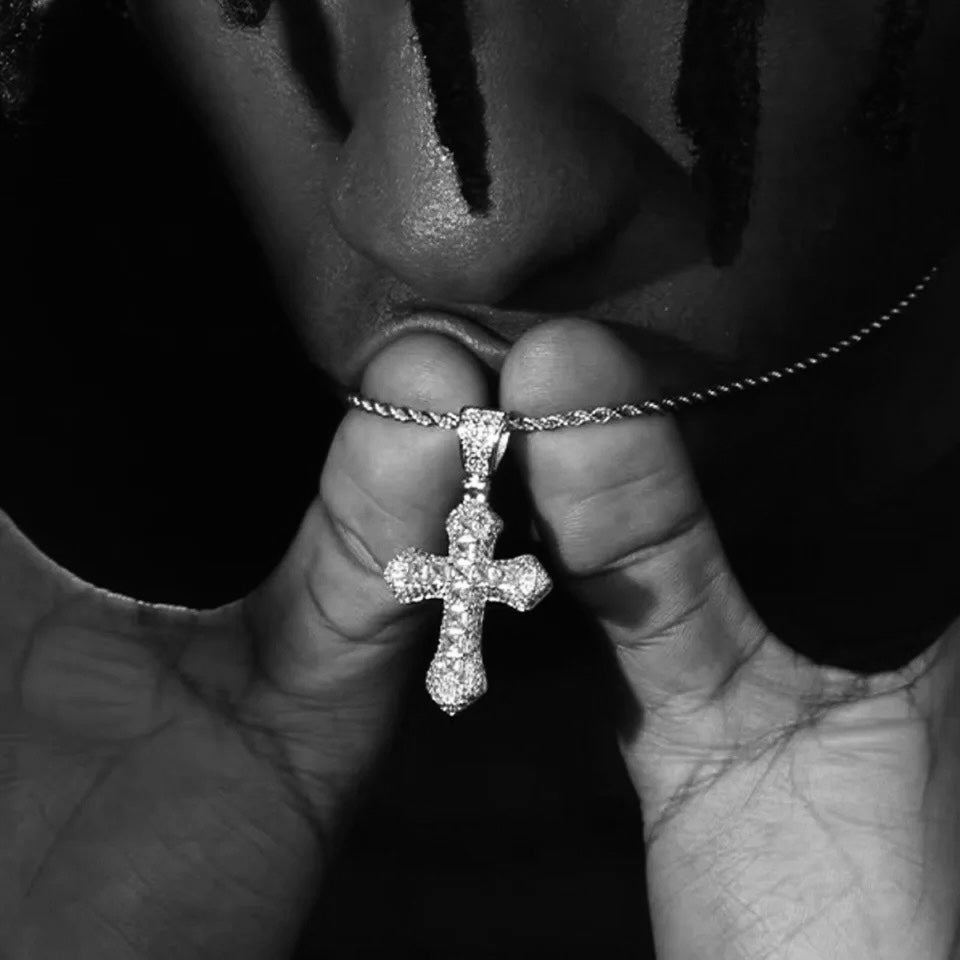 Princess Cut Diamond Cross Pendant