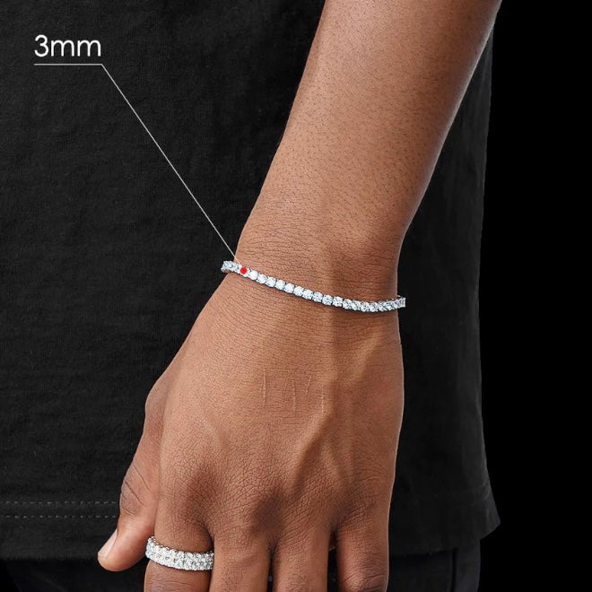 Bracelet Tennis Diamant Moissanite Argent 3mm