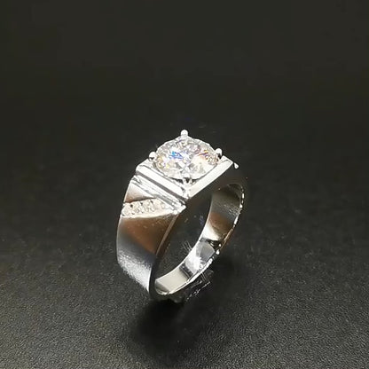 1ct Square Silver Moissanite Diamond Ring