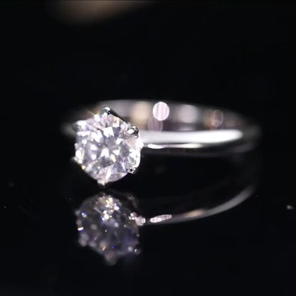 Ronde Zilveren Moissanite Diamanten Verlovingsring