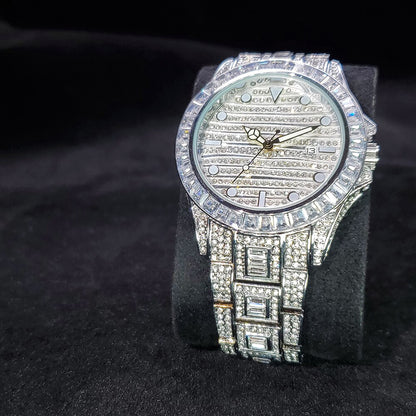 Fully Iced Out GMT Master Baguette watch