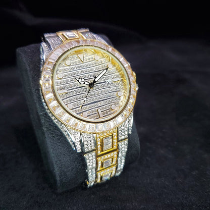 Fully Iced Out multi kleur GMT Master Baguette horloge