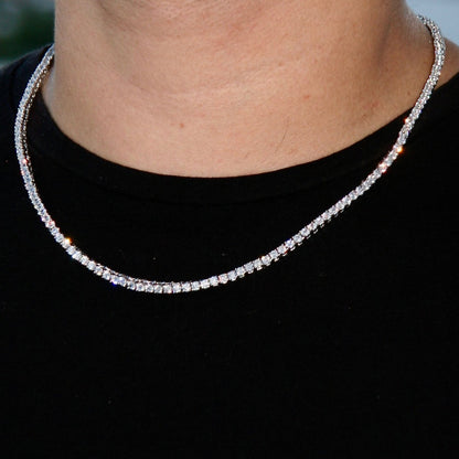3MM WHITE GOLD PLATED TENNIS CHAIN