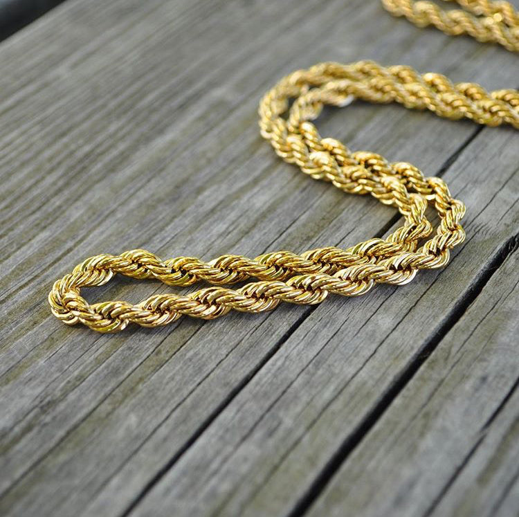 4mm Goldplated Dookie Rope Ketting - ICED OUT