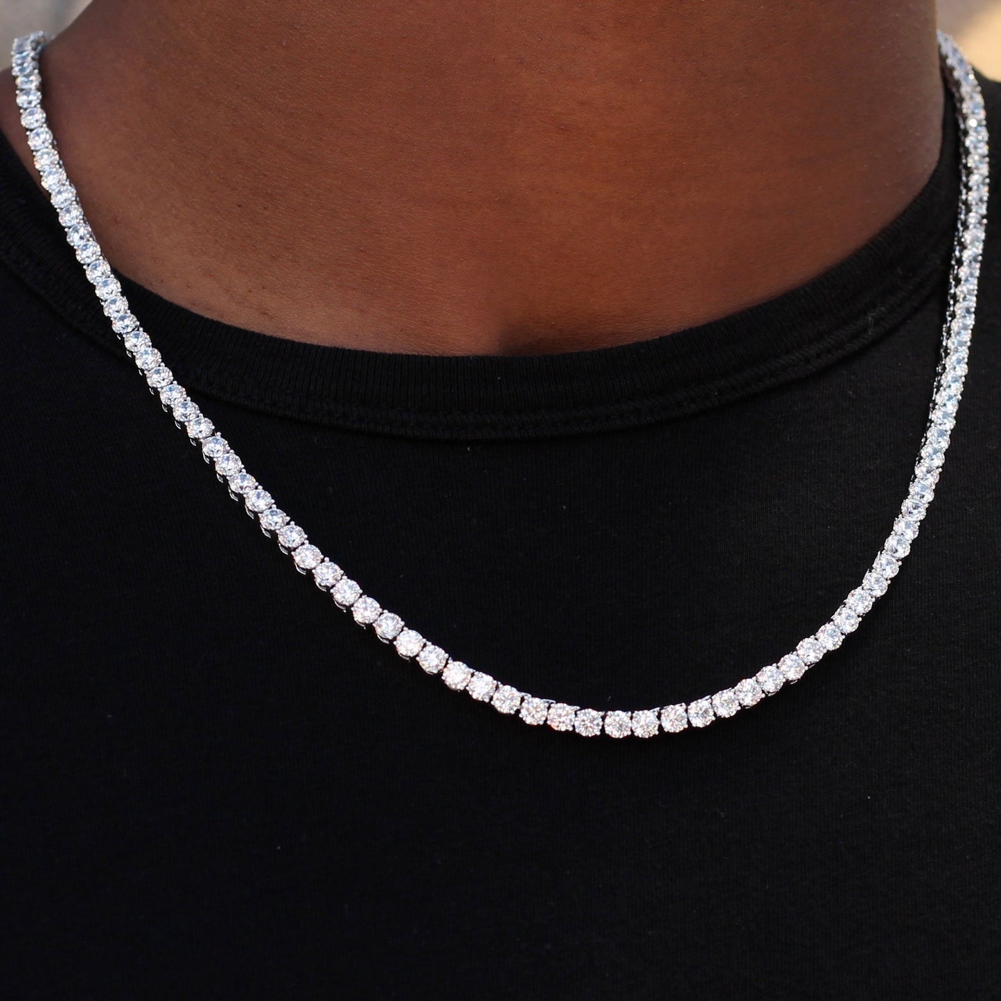 4MM WHITE GOLD PLATED TENNIS CHAIN