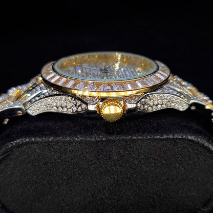 Fully Iced Out multi color GMT Master Baguette watch