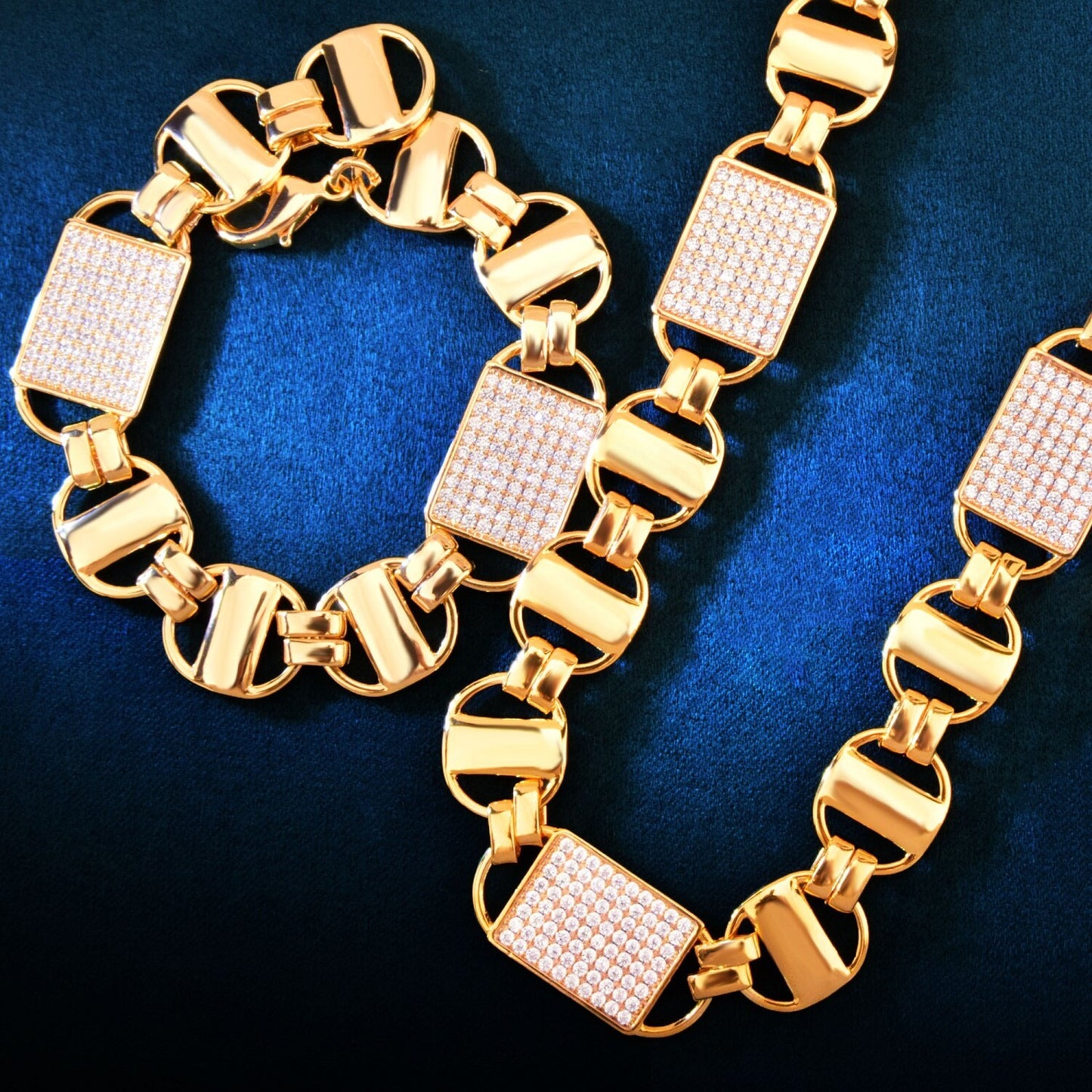 14mm Gold Plated Magnum King Chain and Bracelet