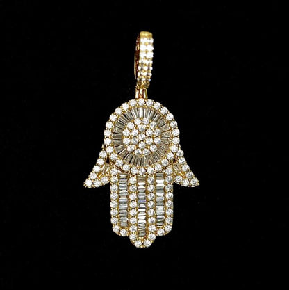 Baguette Diamond Hamsa hand with Tennis chain | Gold plated
