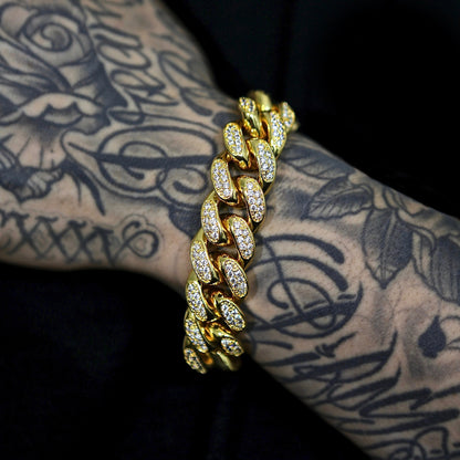 18mm Gold Plated Iced Out Cuban Bracelet