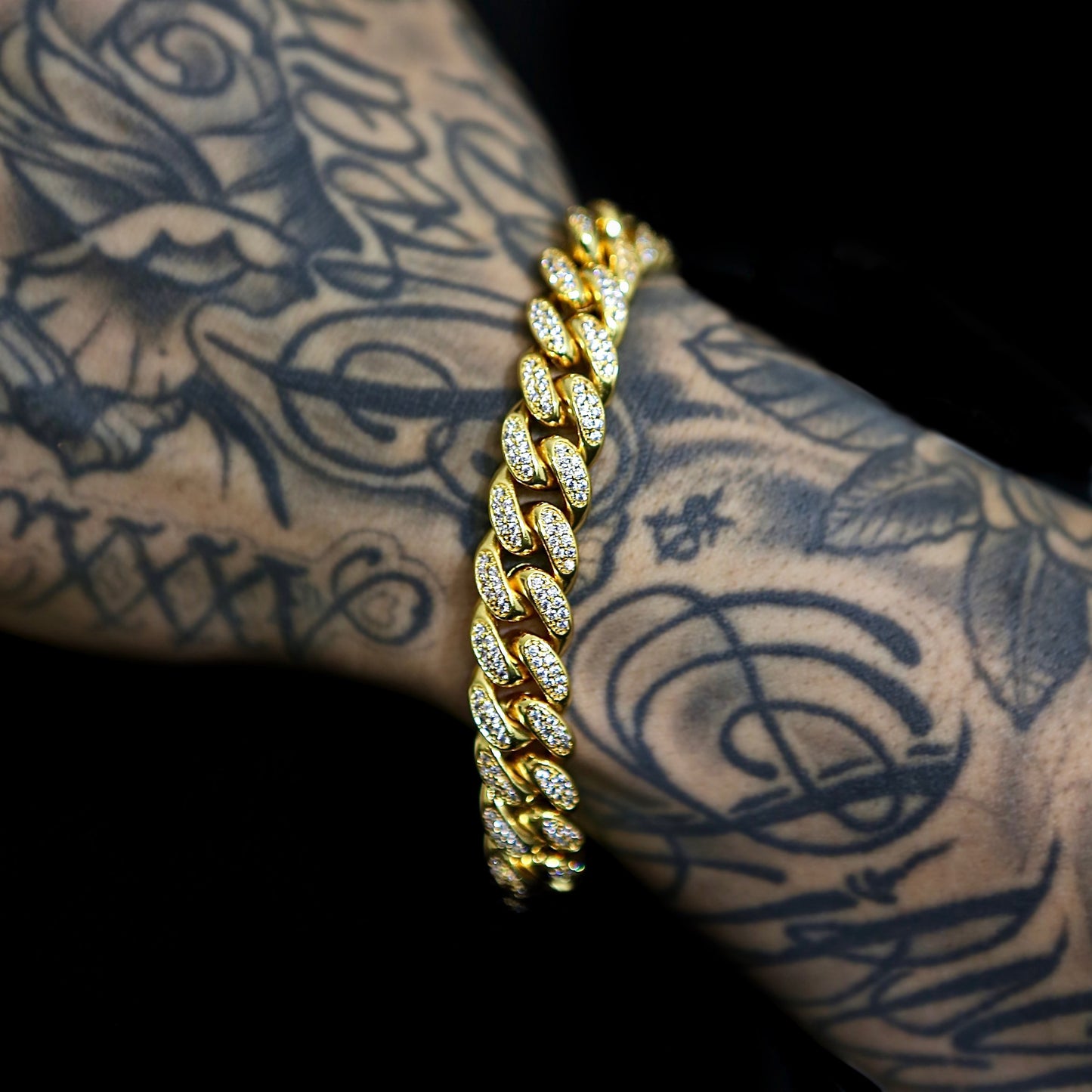 12mm Gold Plated Iced Out Miami Cuban Bracelet