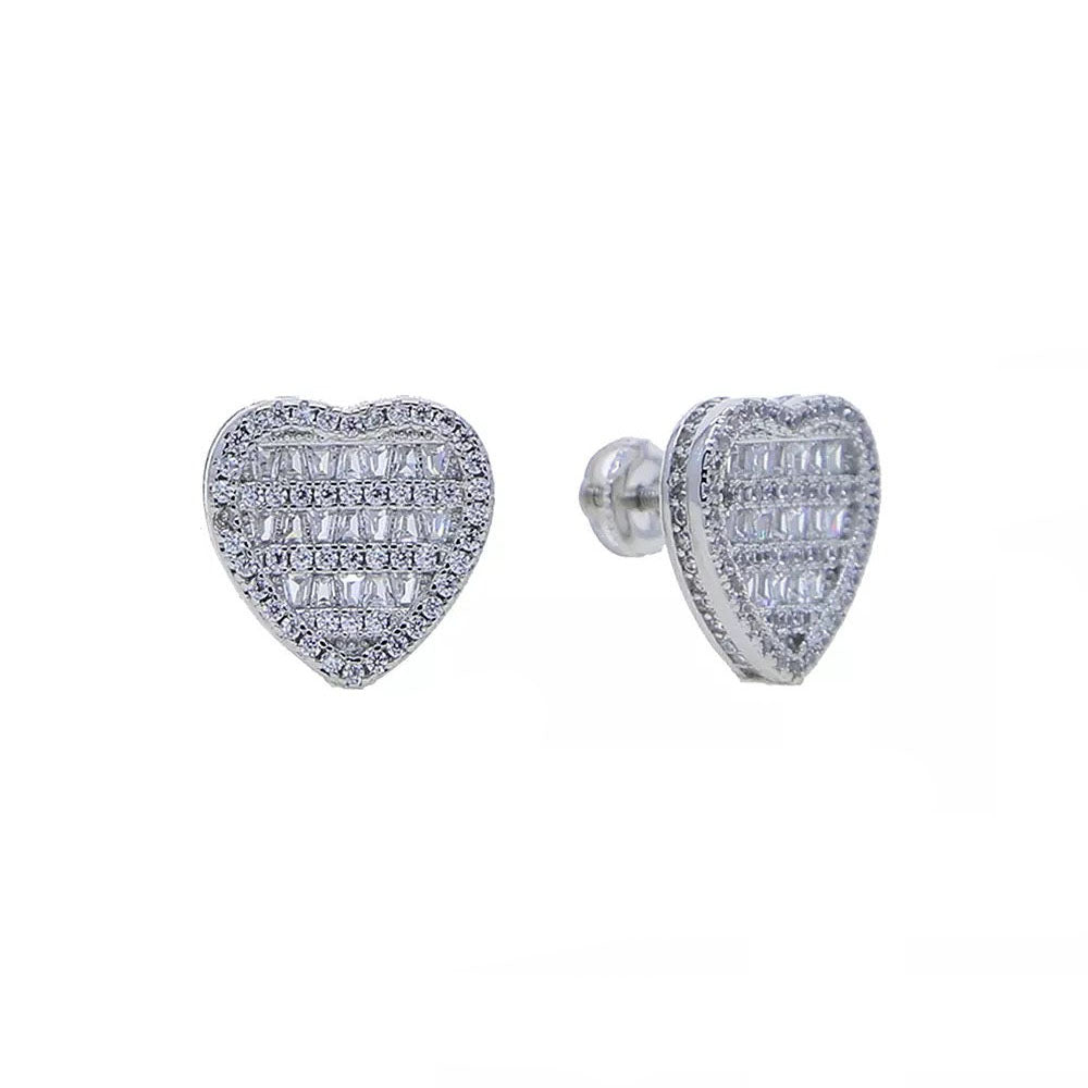 15mm Iced Out Heart Earrings