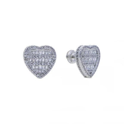 15mm Iced Out Heart Earrings