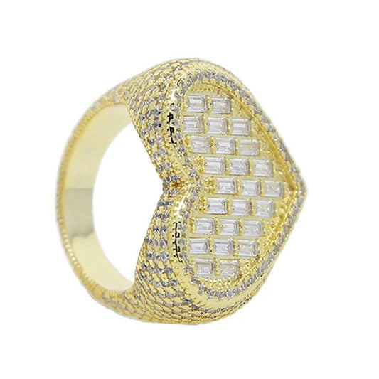 Gold Plated Baguette Diamanten Hart Ring