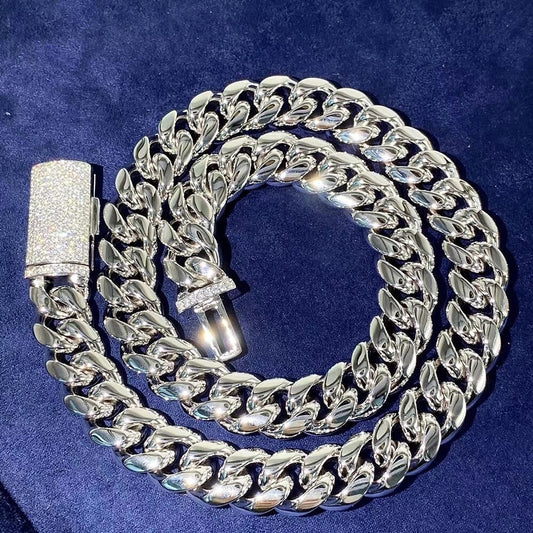 Collier cubain Moissanite Diamond Iced-Lock