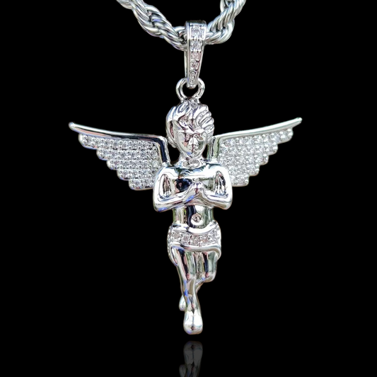 Silver Tone Praying Angel Pendant