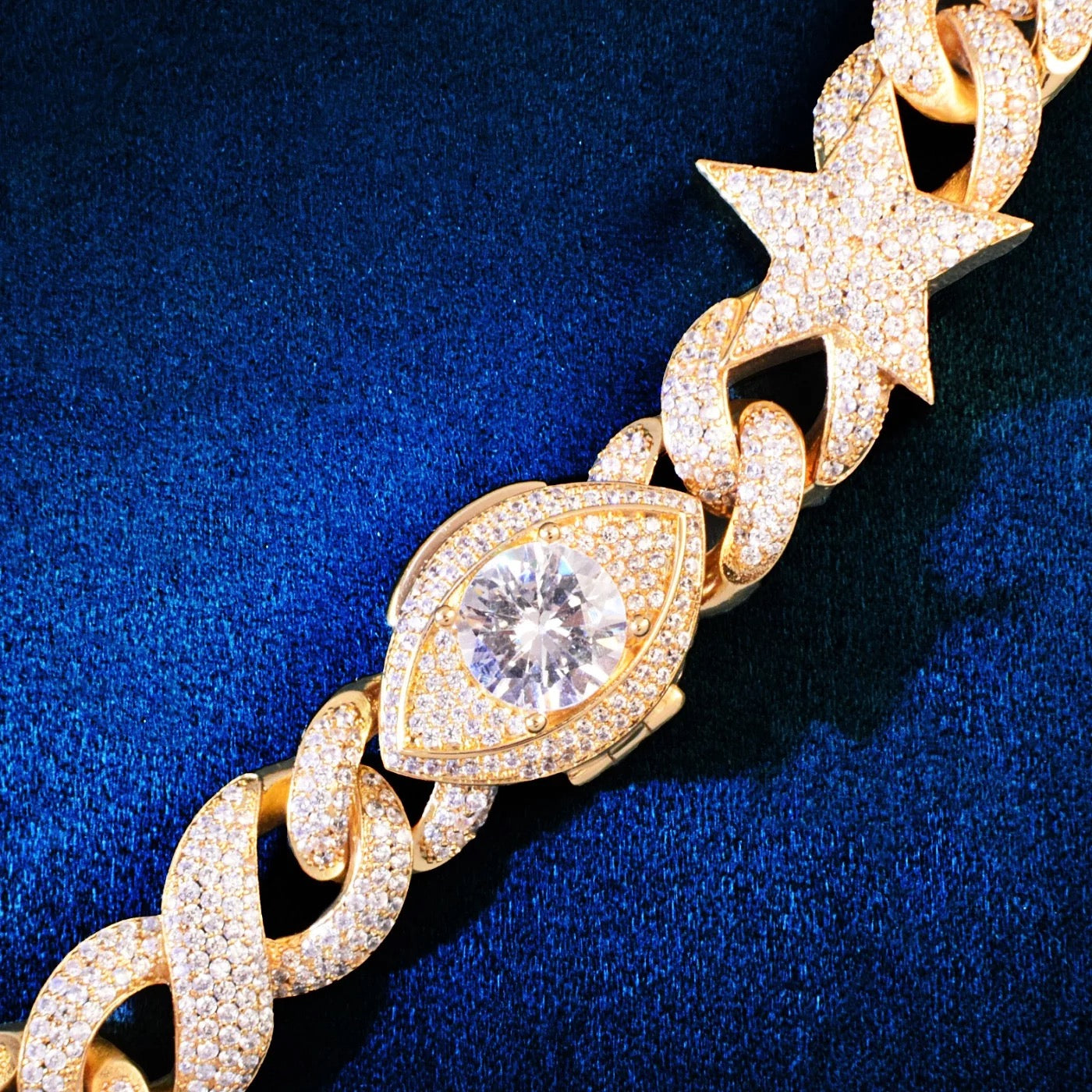 Gold Plated Diamanten Star Cuban Ketting