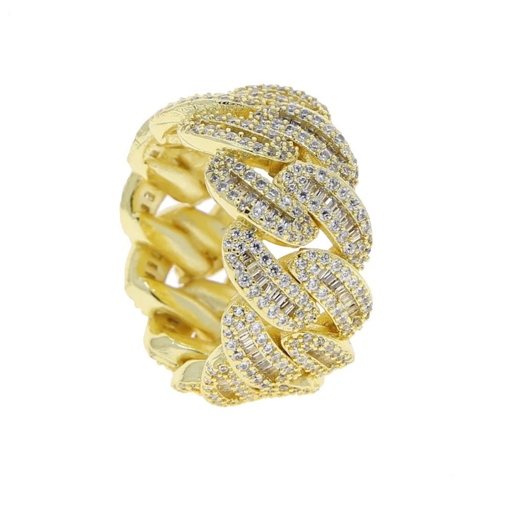 Gold Plated | Baguette Diamanten Cuban Ring