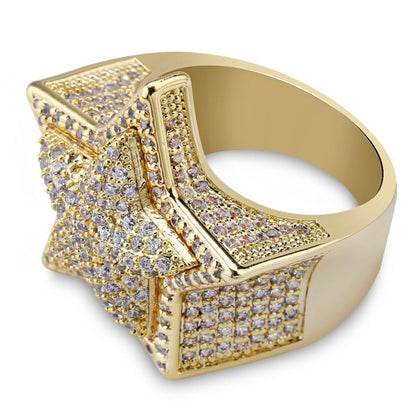 Premium Gold Plated Iced Out Star Ring