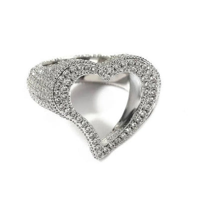 Open Diamond Heart Ring