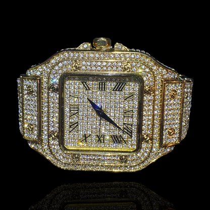 Fully Iced Out Gold plated King Square Horloge