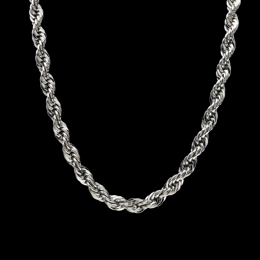 10MM Silver Tone Dookie Rope Chain