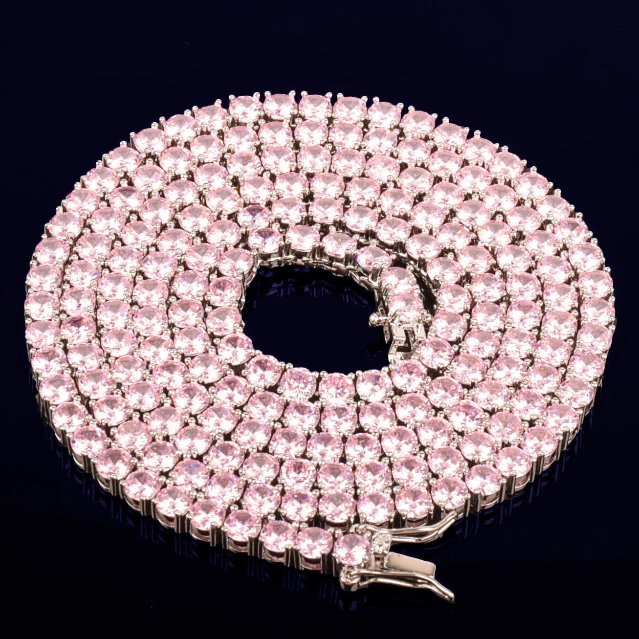 Chaine Tennis Diamant Rose 4MM