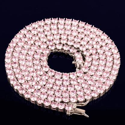 4MM Pink Diamond Tennis Chain